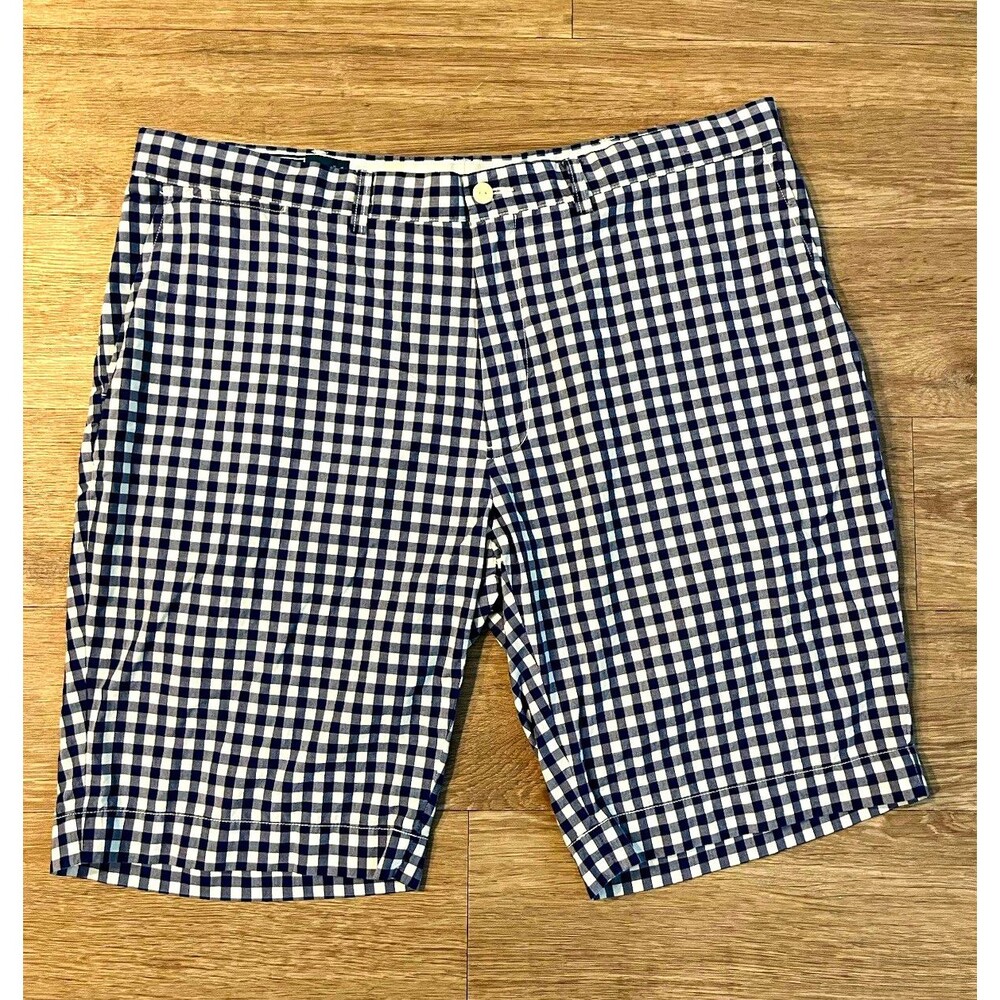 Polo by Ralph Lauren flat-front casual shorts in blue and white size 40 0082